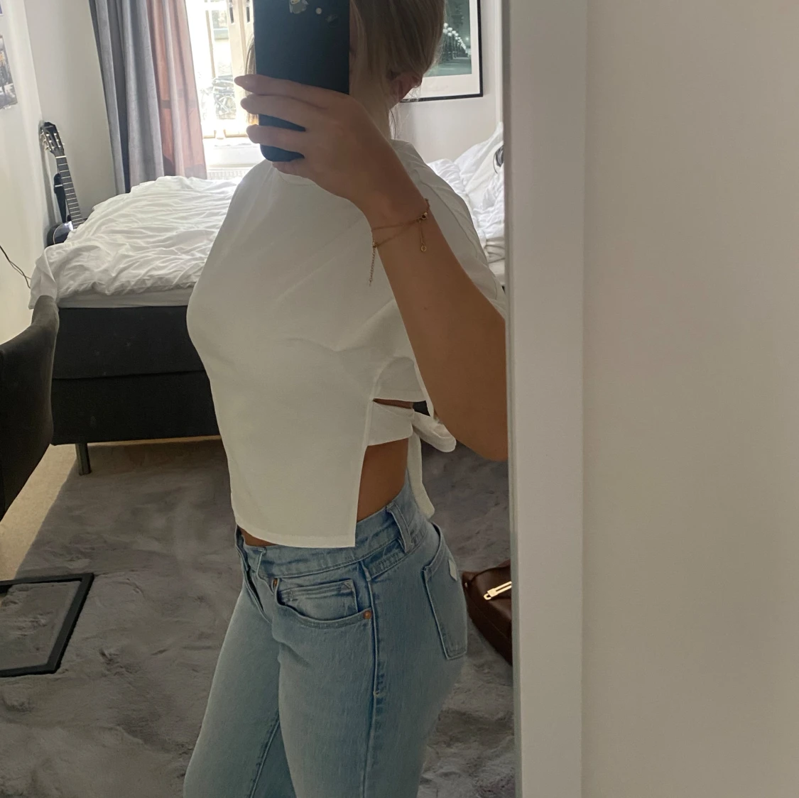 Vit t-shirt med rosett - 91