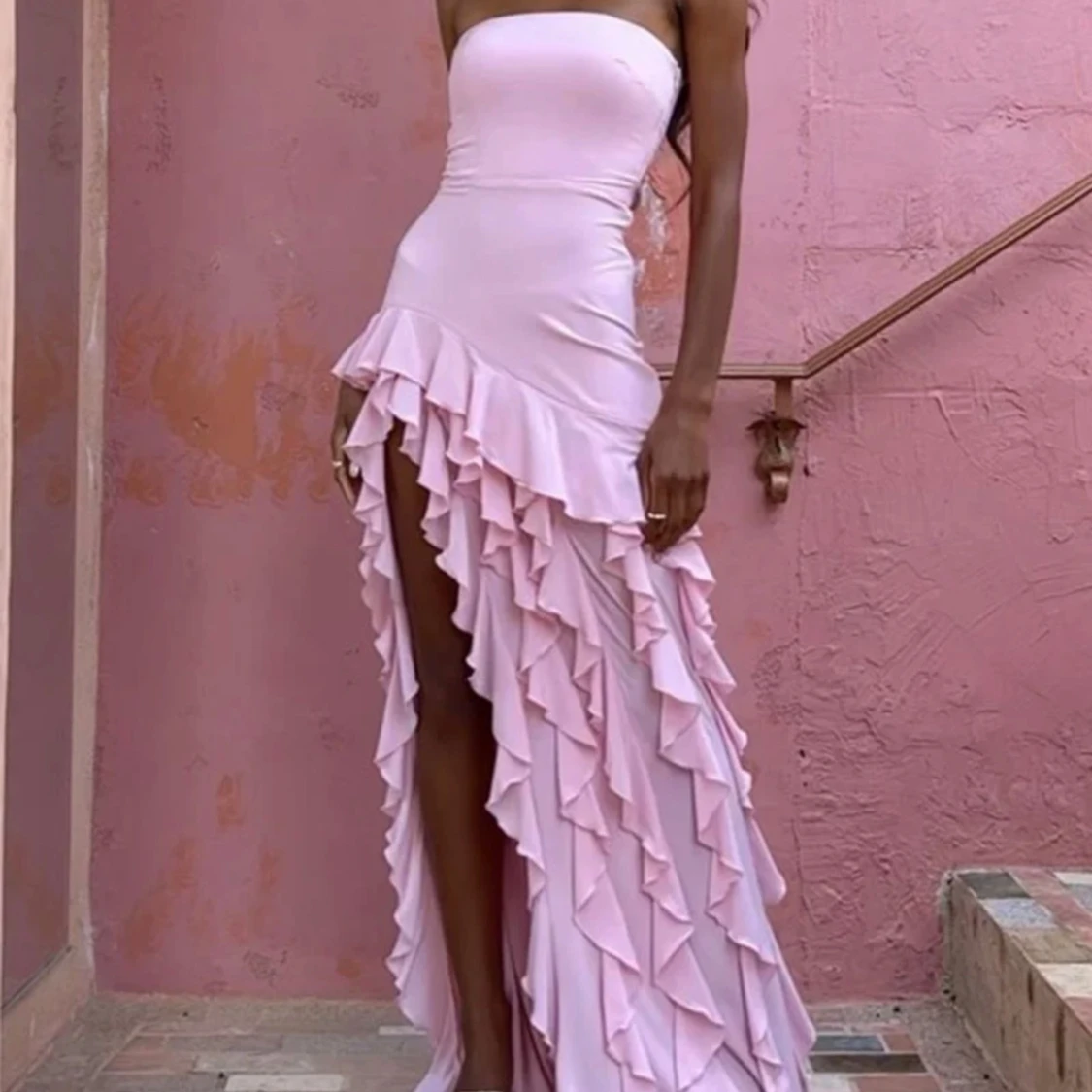 Rosa volangklänning 