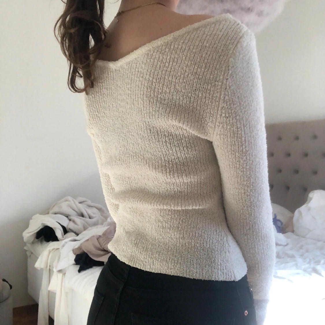 Stickad långärmad topp - 91