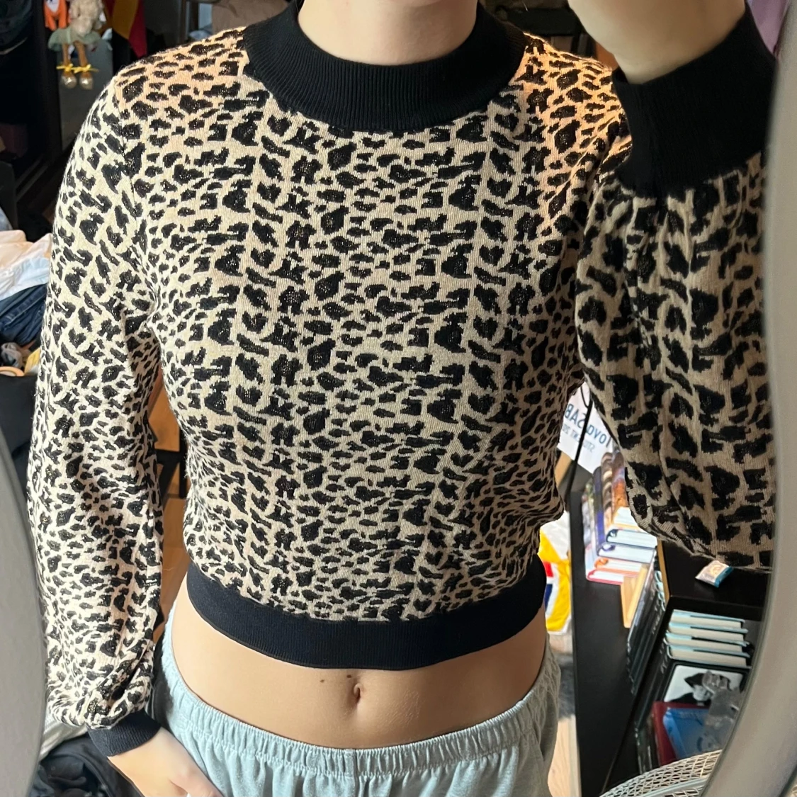 Leopard mönstrad långärmad tröja  - 90