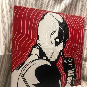 Handmålad tavla med motovet Deadpool från filmerna Deadpool + X-Men