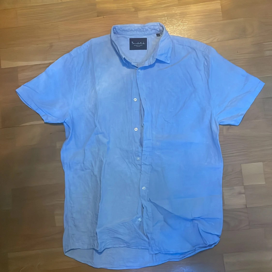 Kortärmad blå skjorta - 90