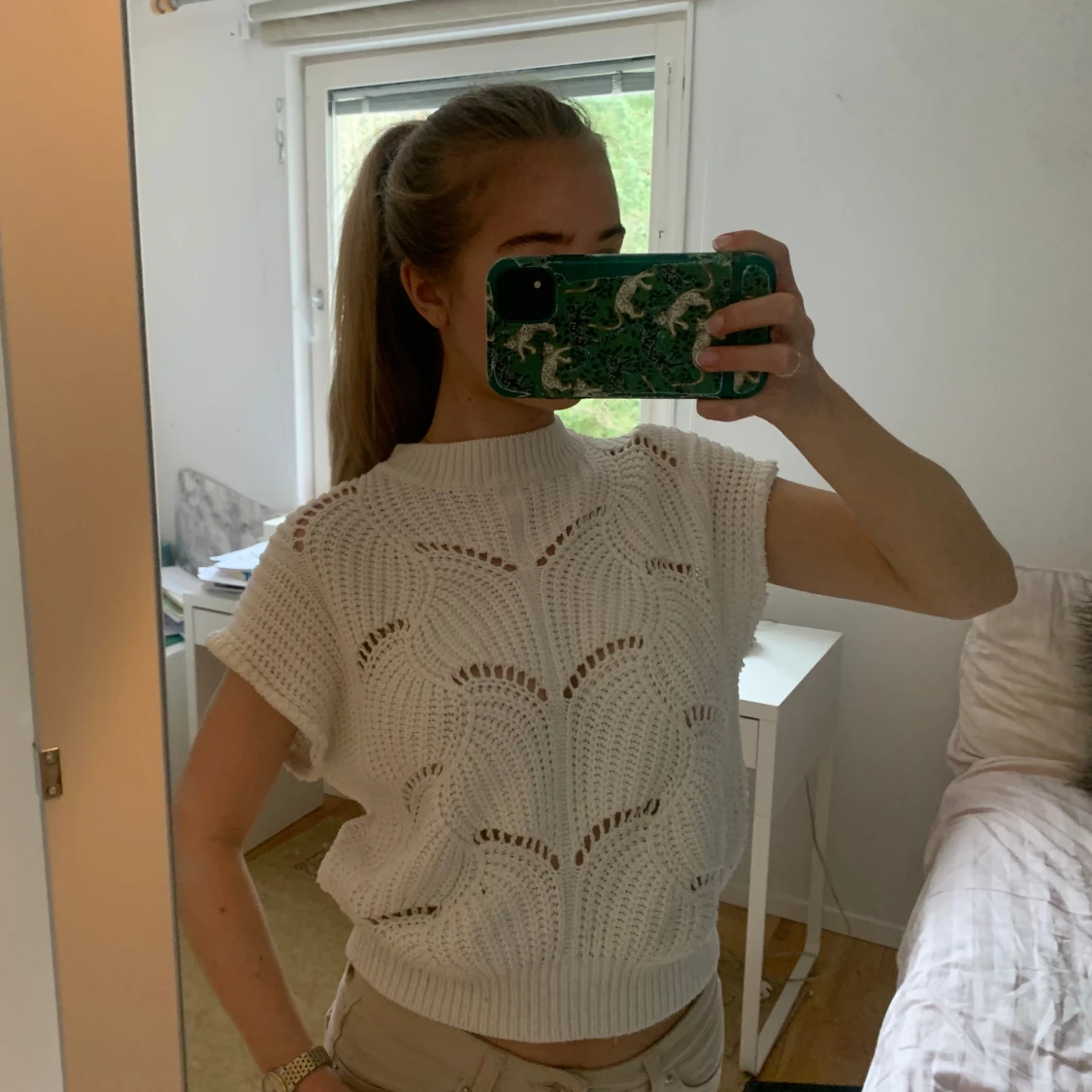 Vit stickad topp - 91