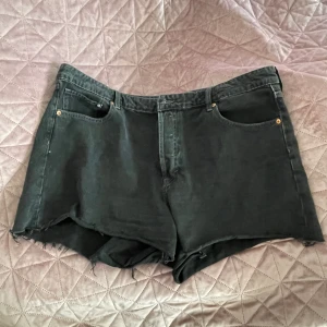H&M Svarta slitna denimshorts - Storlek 50, har en vit katt men tar förstås bort så mycket katthår som möjligt. 