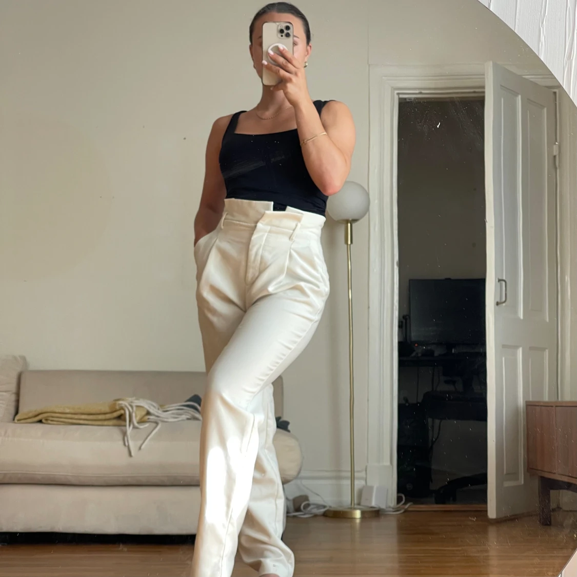 ZARA byxor vita/ljusbeige  