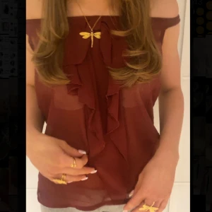 Vinröd festlig top - Säljer denna jättefina vinröda lite genomskinliga toppen/blusen som är perfekt till t.ex fest. Passar strlk xs-s