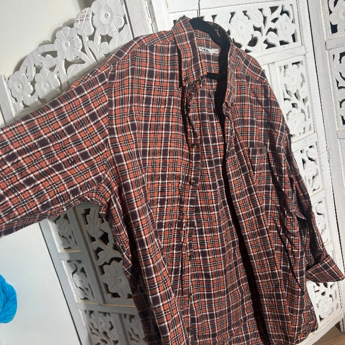 Rutig oversized skjorta - 91