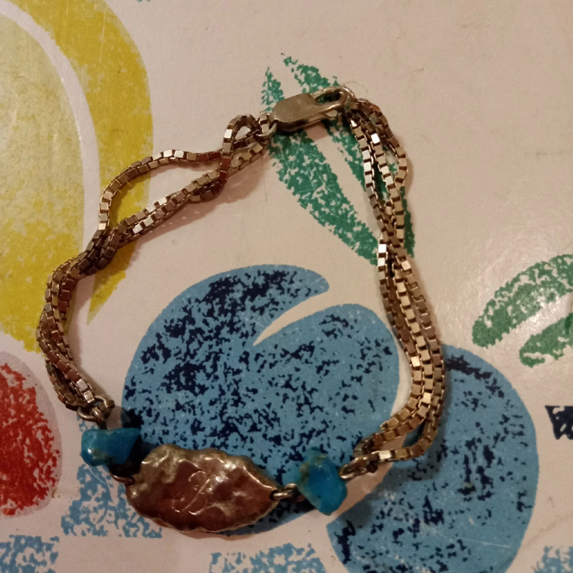 Armband med pärlor turkos S925 . - 91