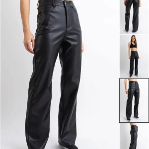 Madlady byxor - Långa och raka skinnbyxor (ej äkta skinn) från madlady. Endast använda en gång! Jag är 173 och dem är perfekta för mig i längden