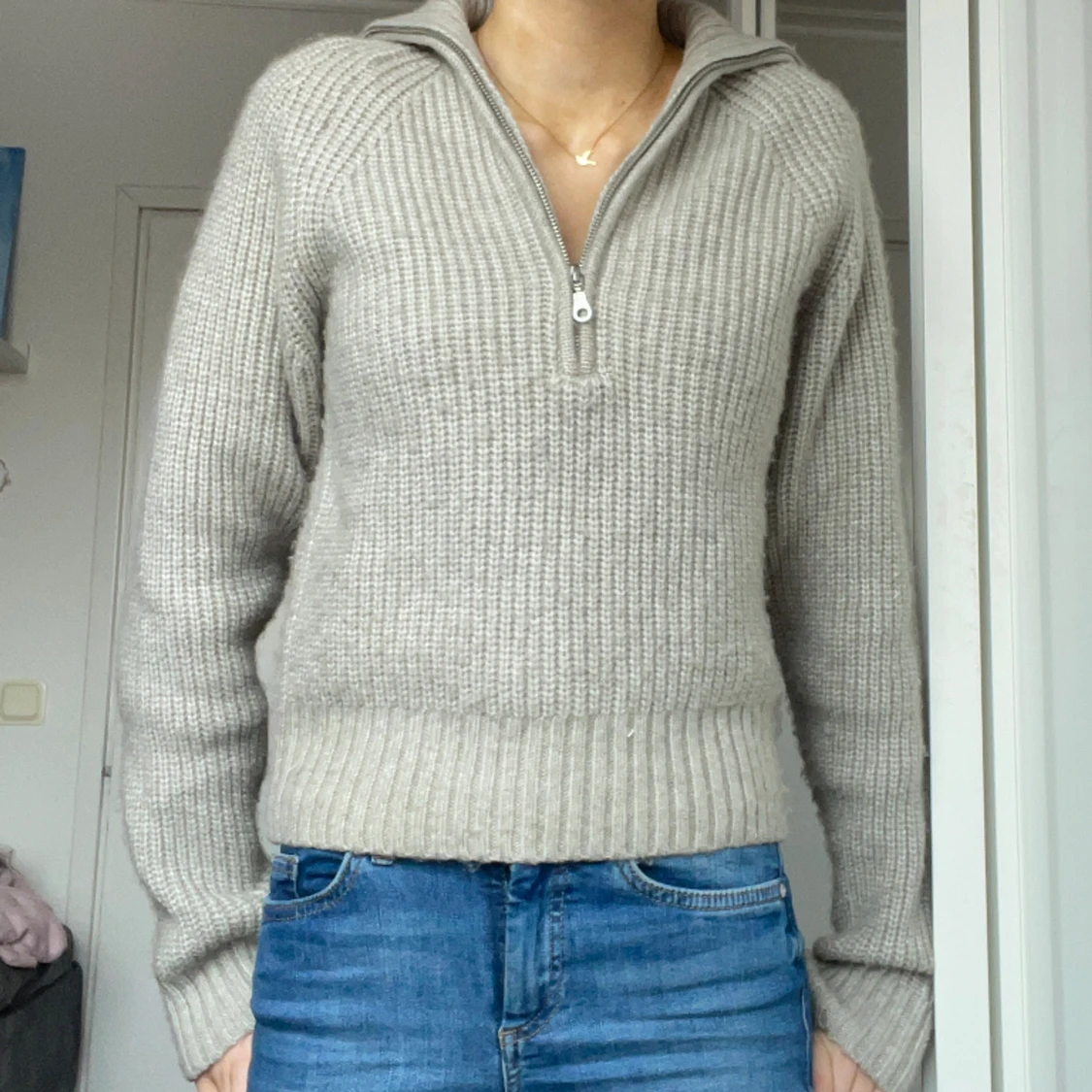 Tjocktröja med halv zip