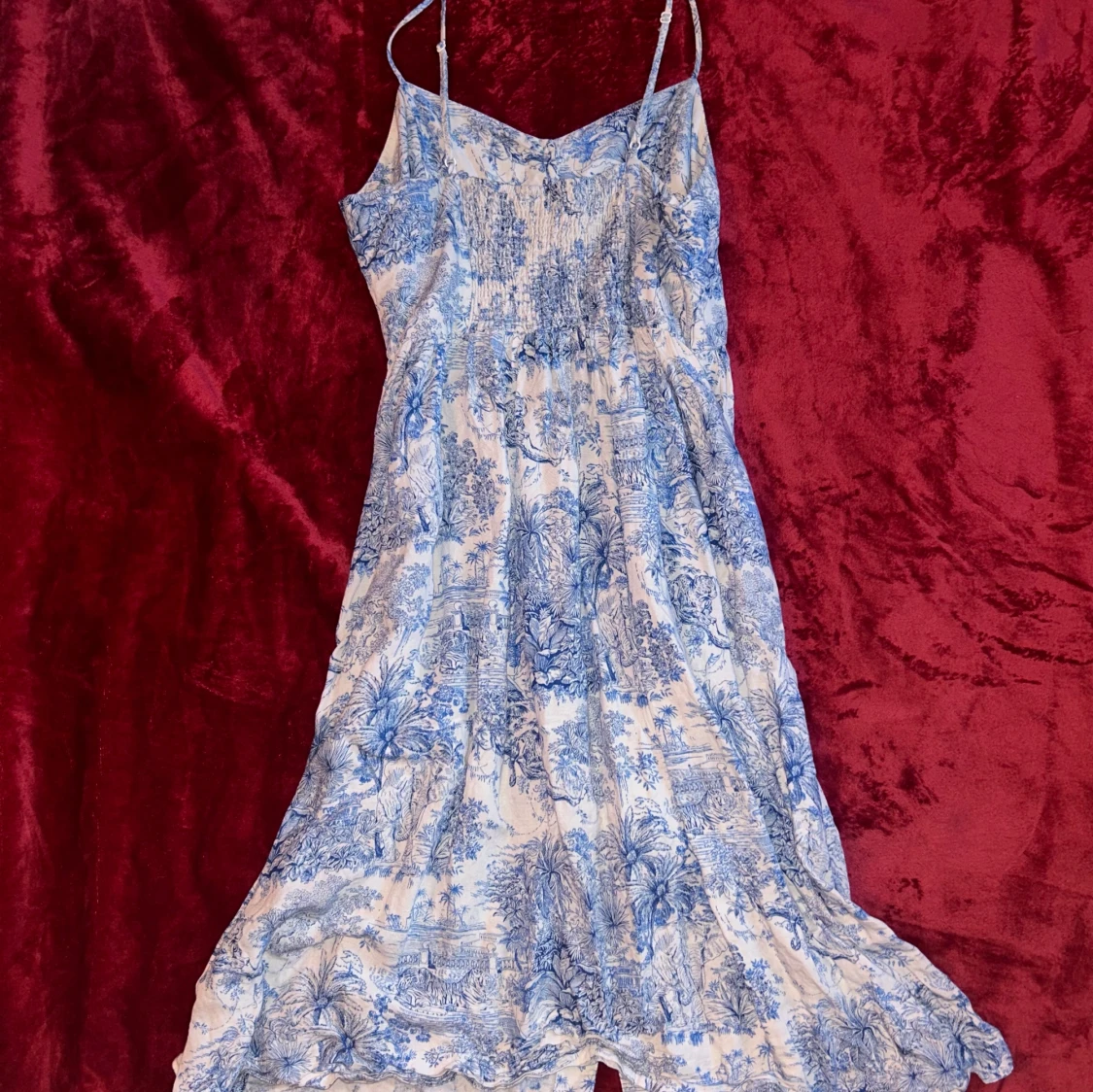 Lång klänning, blå/vit - 90