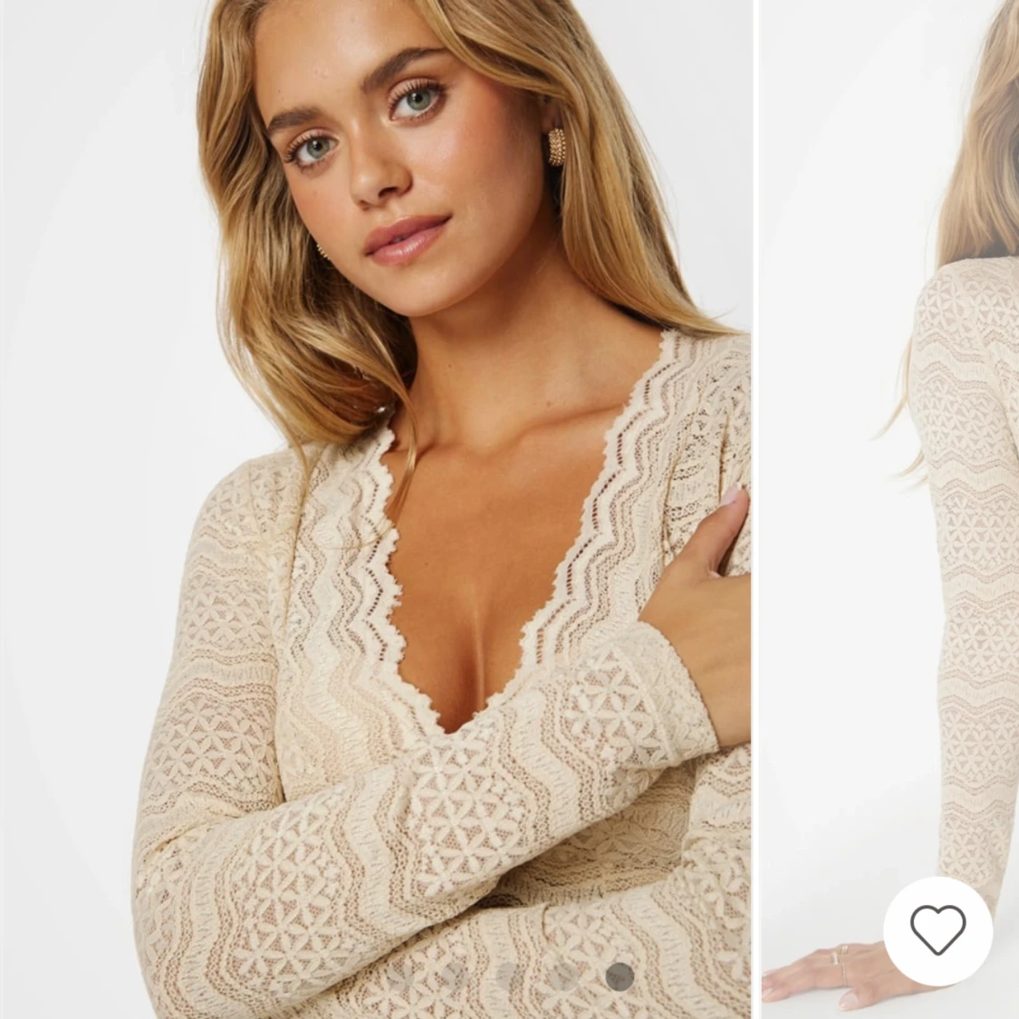 Beige spetströja  - 90