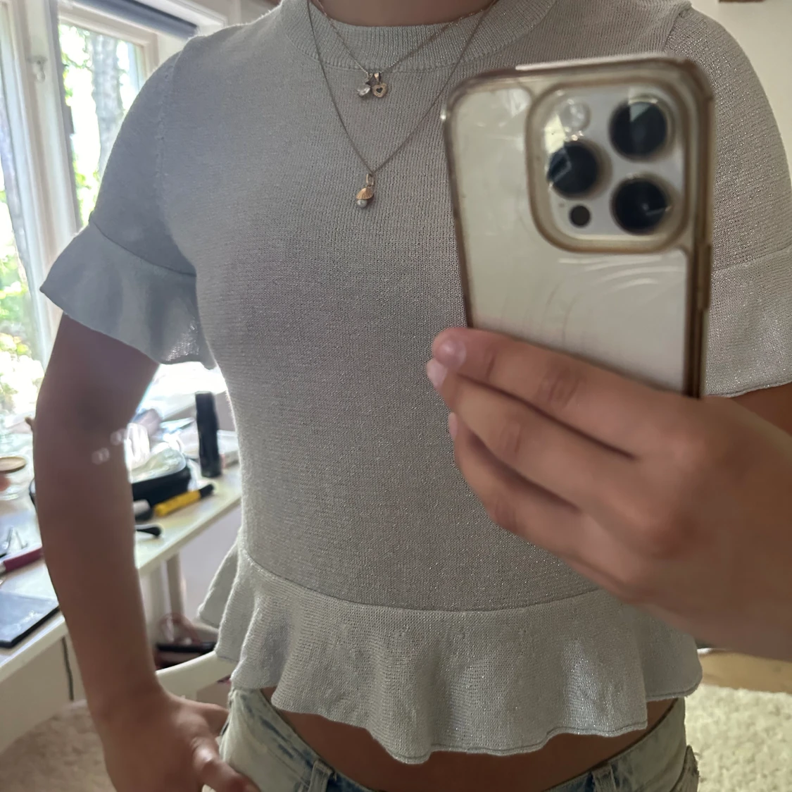 Glittrig volangtopp - 90