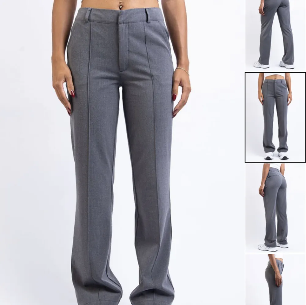Säljer dessa kostymbyxor från madlady, modellen är ”Mid Waist Kostymbyxor Med Stråveck - Gina Mid Grey”. I storlek 38-tall. De är helt oanvända💕. Jeans & Byxor.