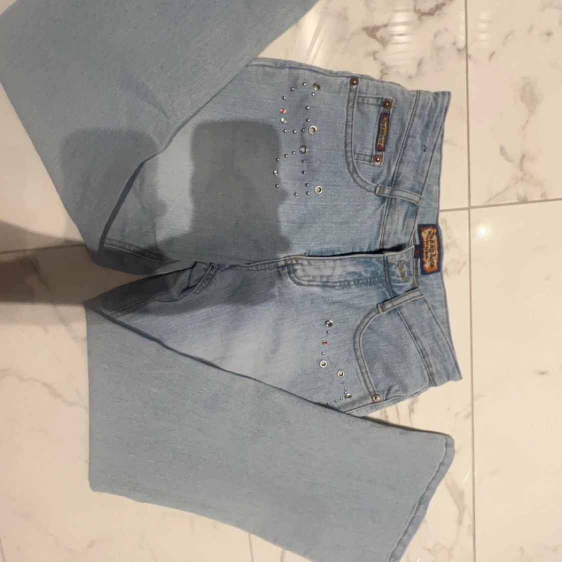 low waist blåa jeans - 91