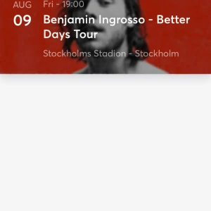 Benjamin konsert Stockholm stadium - Säljer en stå plats till ikväll, Benjamin Stockholm. Hör av er vid intresse 
