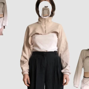 bolero_ cropped hoodie - a tutleneck bolero with a zipper and rough edges  