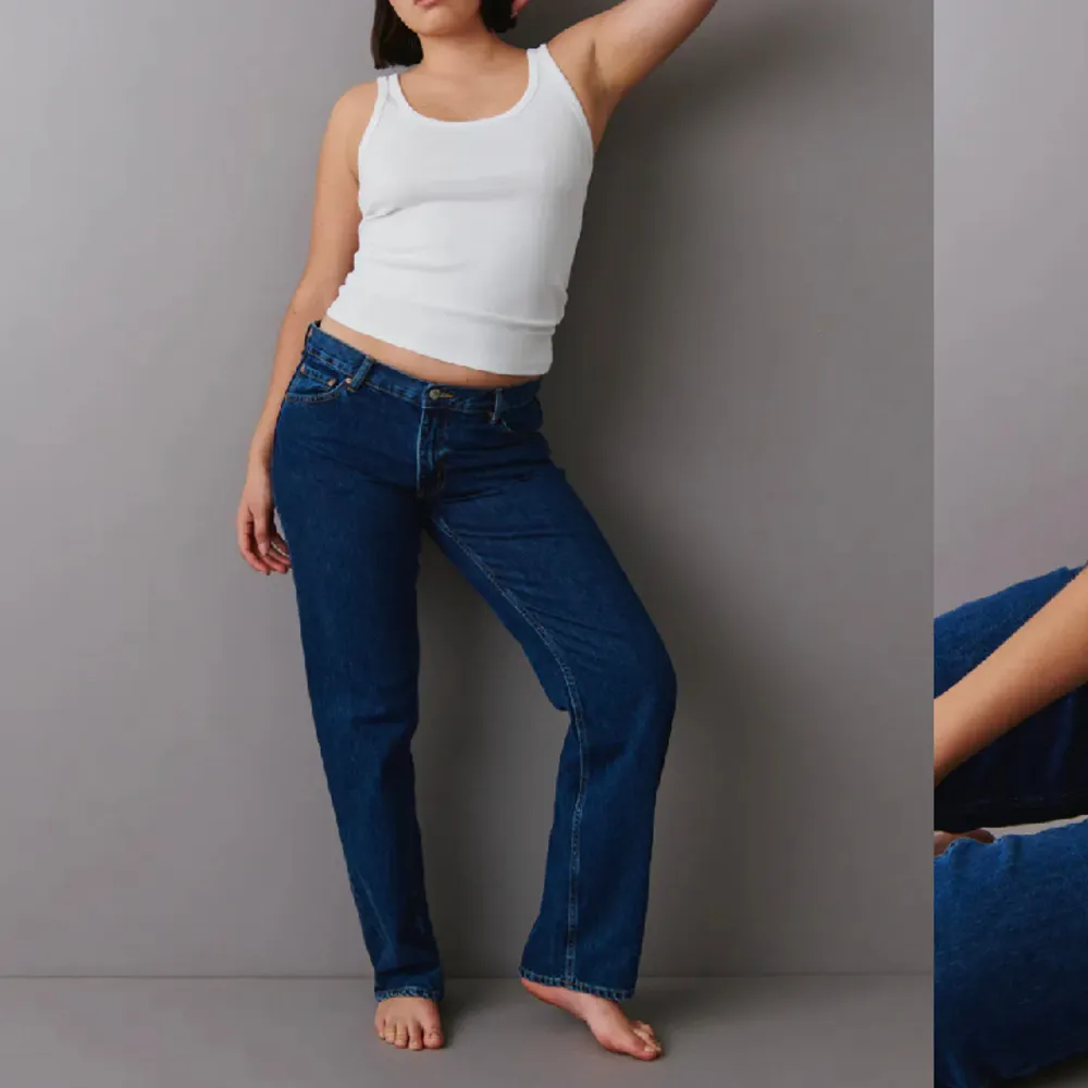 Säljer nu dessa jeans från Gina Tricot då jag tycker dom var lite stora på mig! Använda fåtal gånger! Skriv privat för egna bilder☺️. Jeans & Byxor.