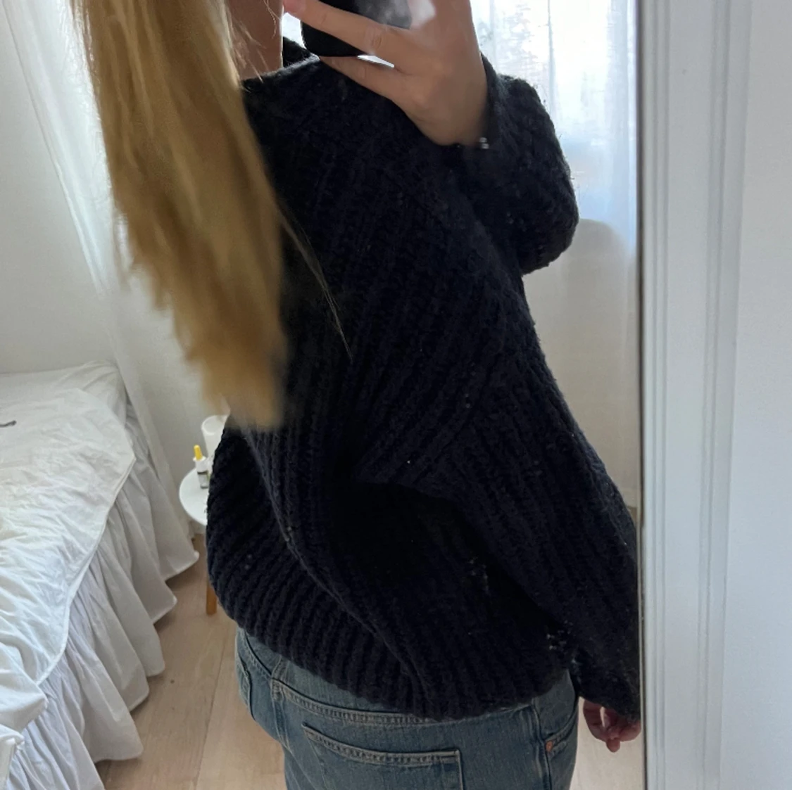 Stickad tröja v-ringad - 90