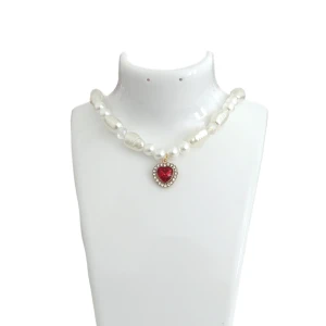 Choker halsband med hjärta - Elastisk choker med lås 35cm+10cm förlängning 