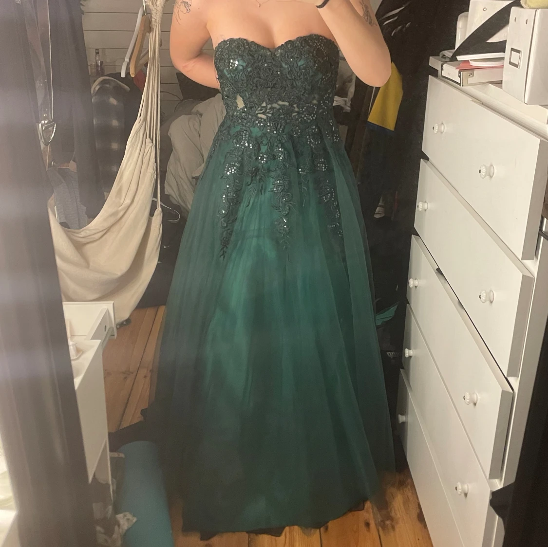 Mörkgrön balklänning - 90