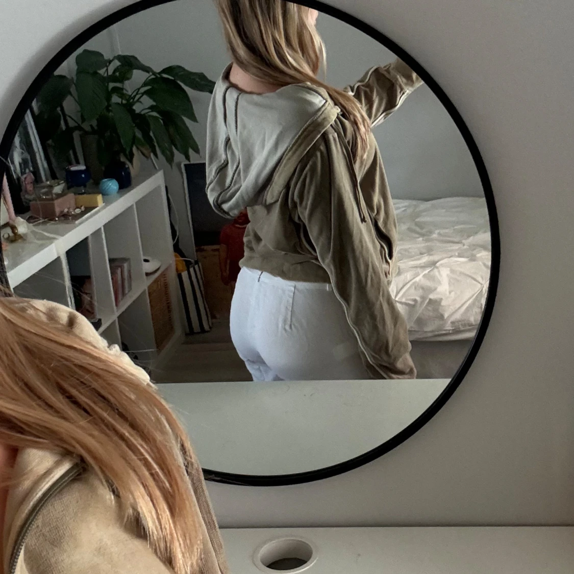 Grön velour tröja - 90