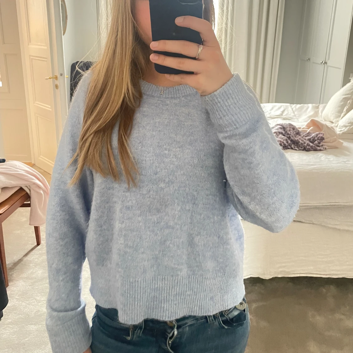 Ljusblå stickad tröja 