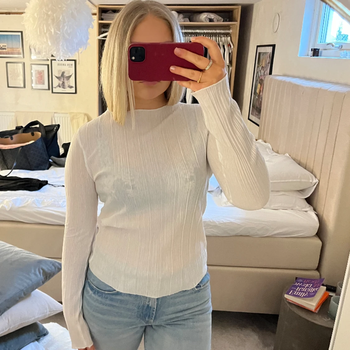 Vit långärmad top från Bikbok  - 91