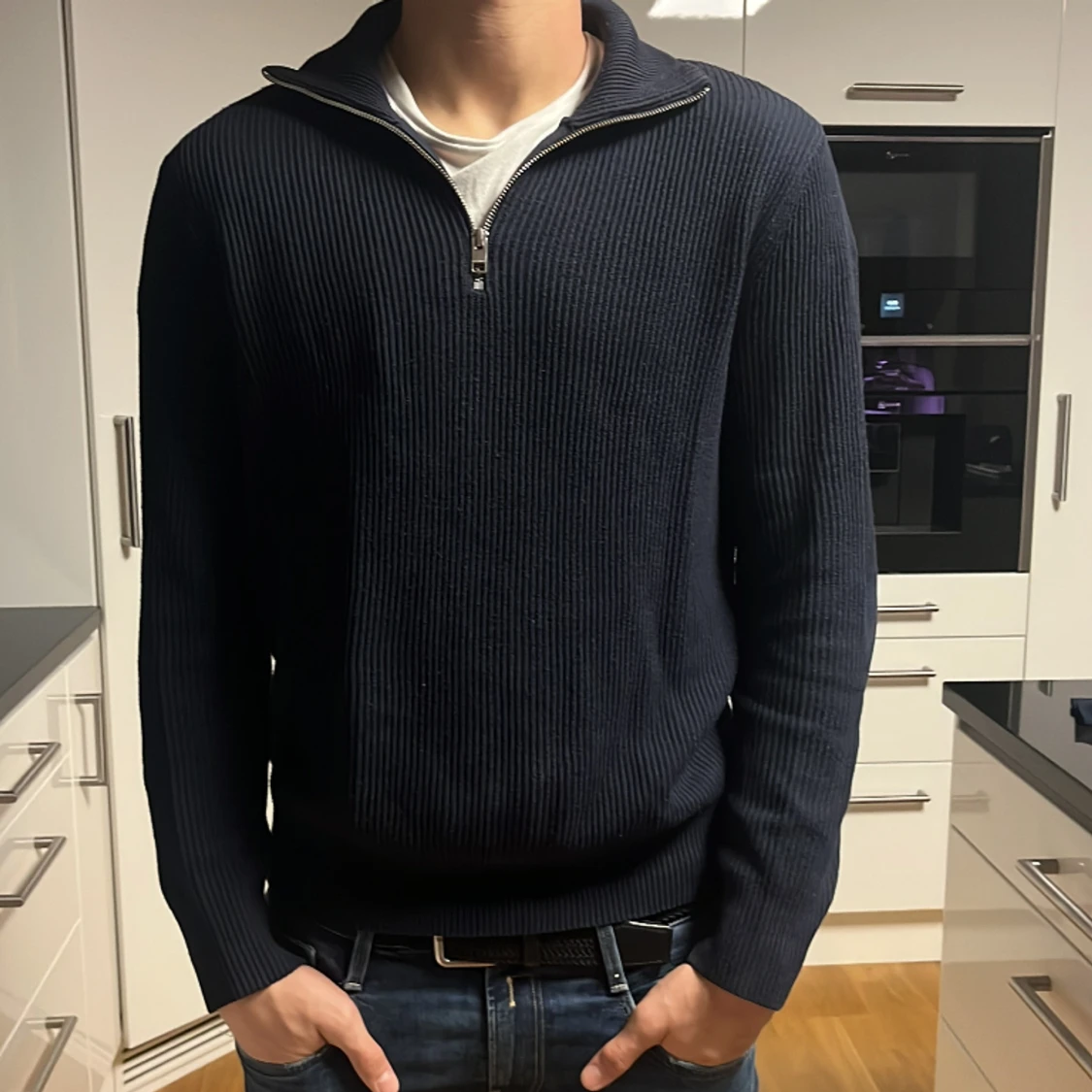 Stickad half zip - 91