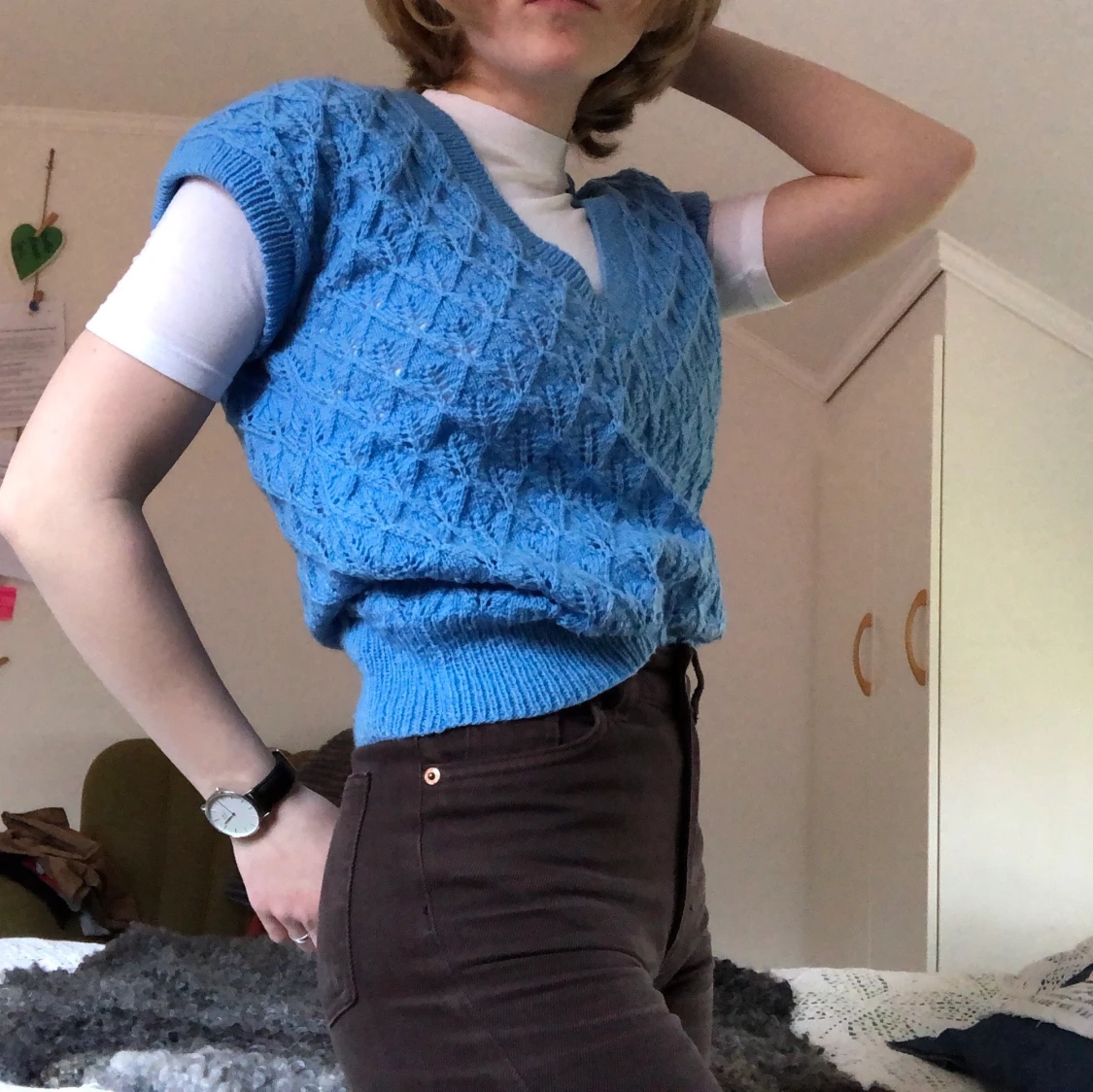 Trendig himmelsblå pullover  - 90