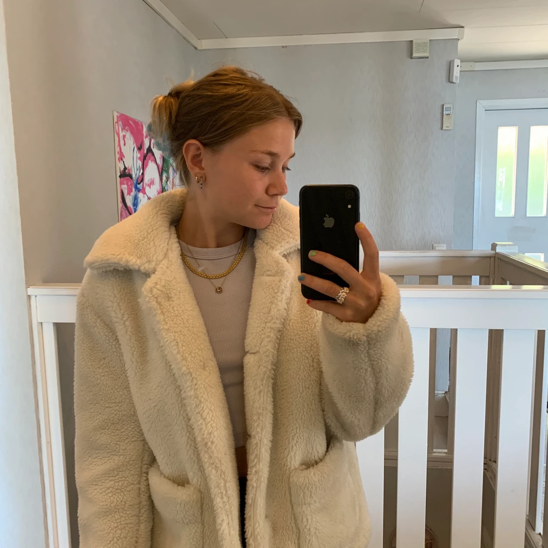 Vit pälsjacka  - 90