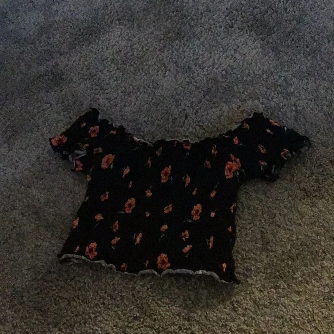 Black Floral Crop Tube Top with Sleeves