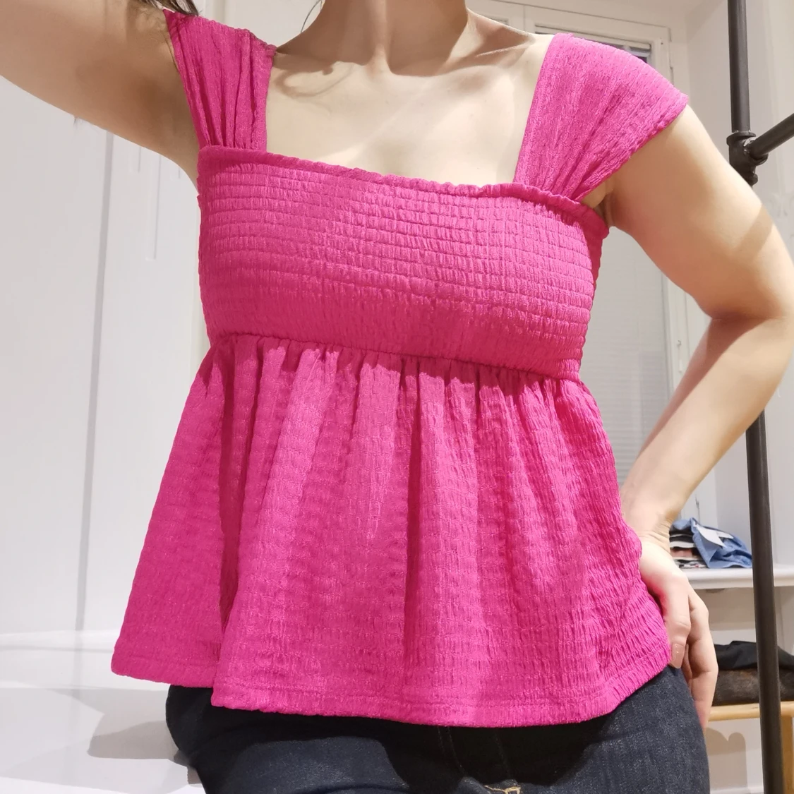 Rosa smockad topp - 91