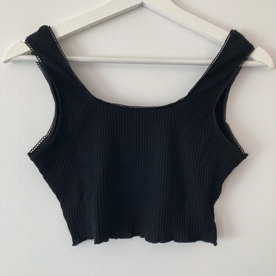 Ribbad svart Crop-topp stl XS, Shein 