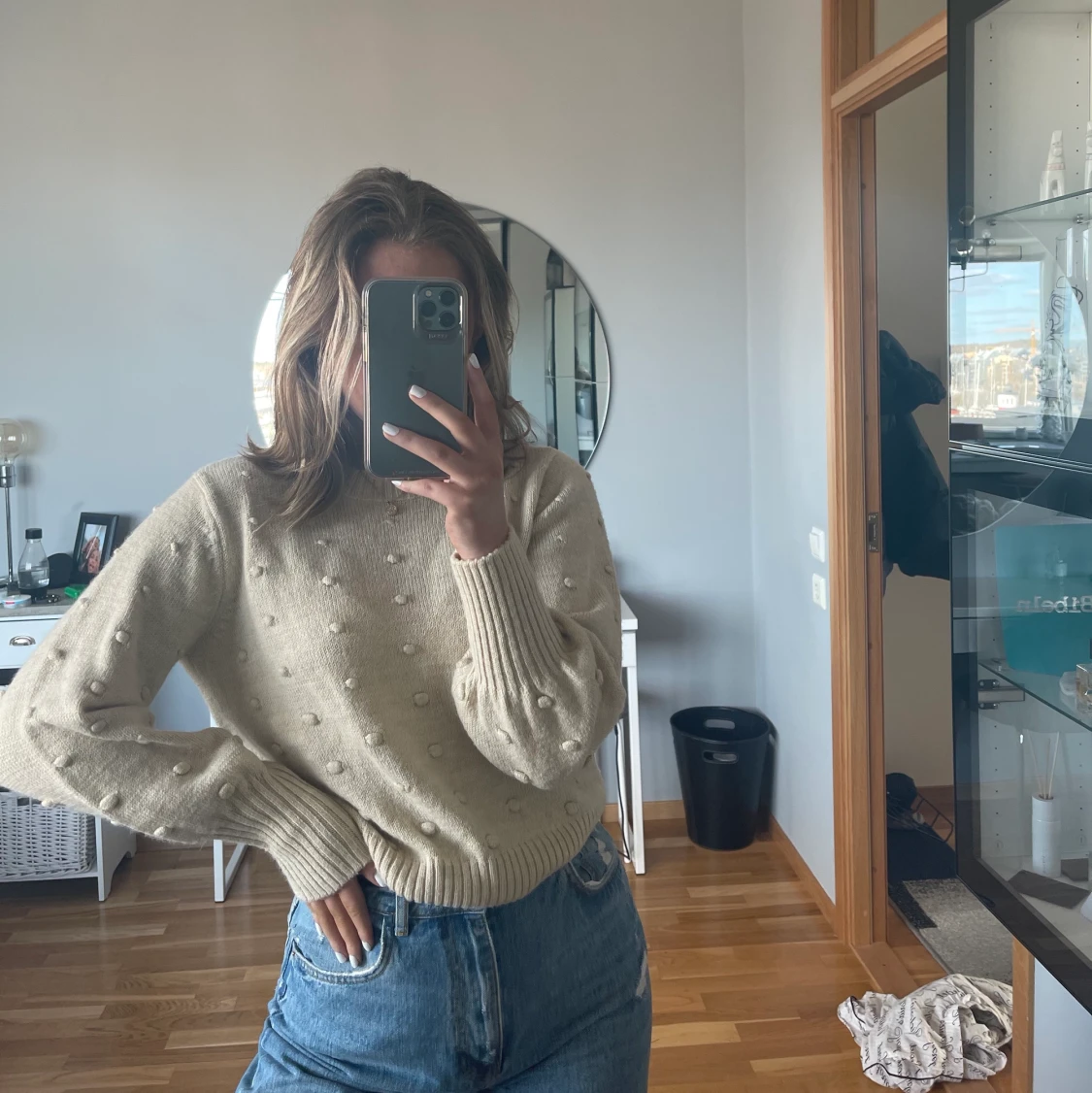 beige stickad tröja