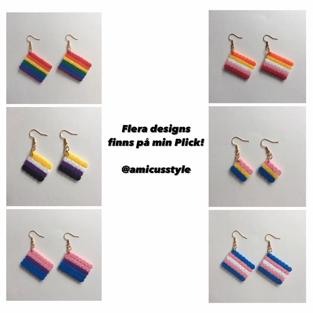 Egengjorda nickelfria örhängen av bisexuella flaggan 💖💜💙 Andra prideflaggor finns på min sida!. Accessoarer.