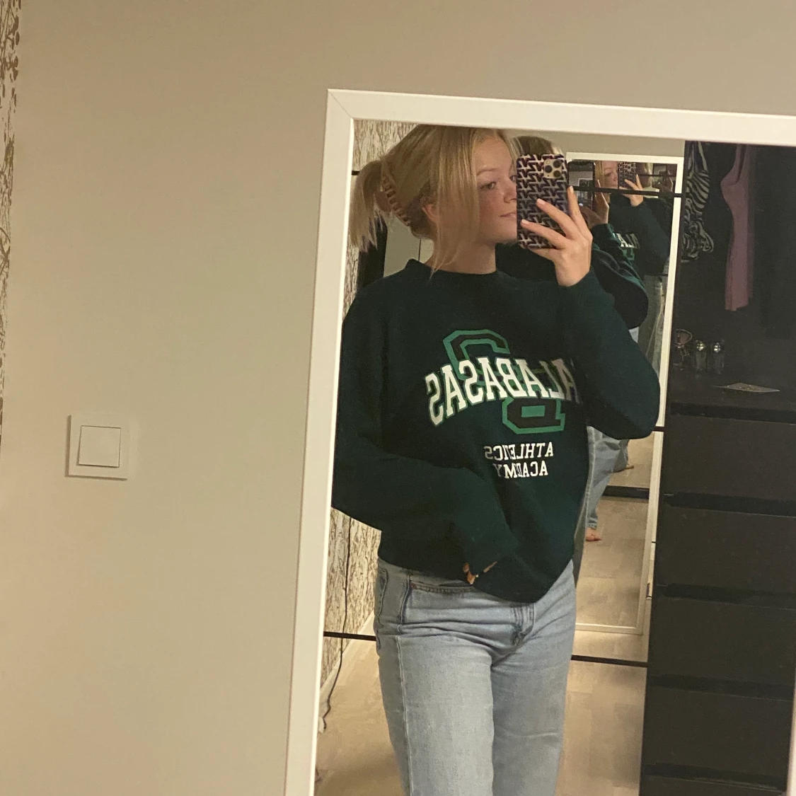 Grön swetshirt med tryck - 90