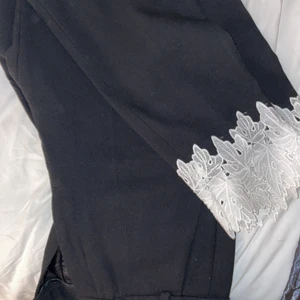 Zara black pants - Black pants, with white detail embroidered ankle. As new 