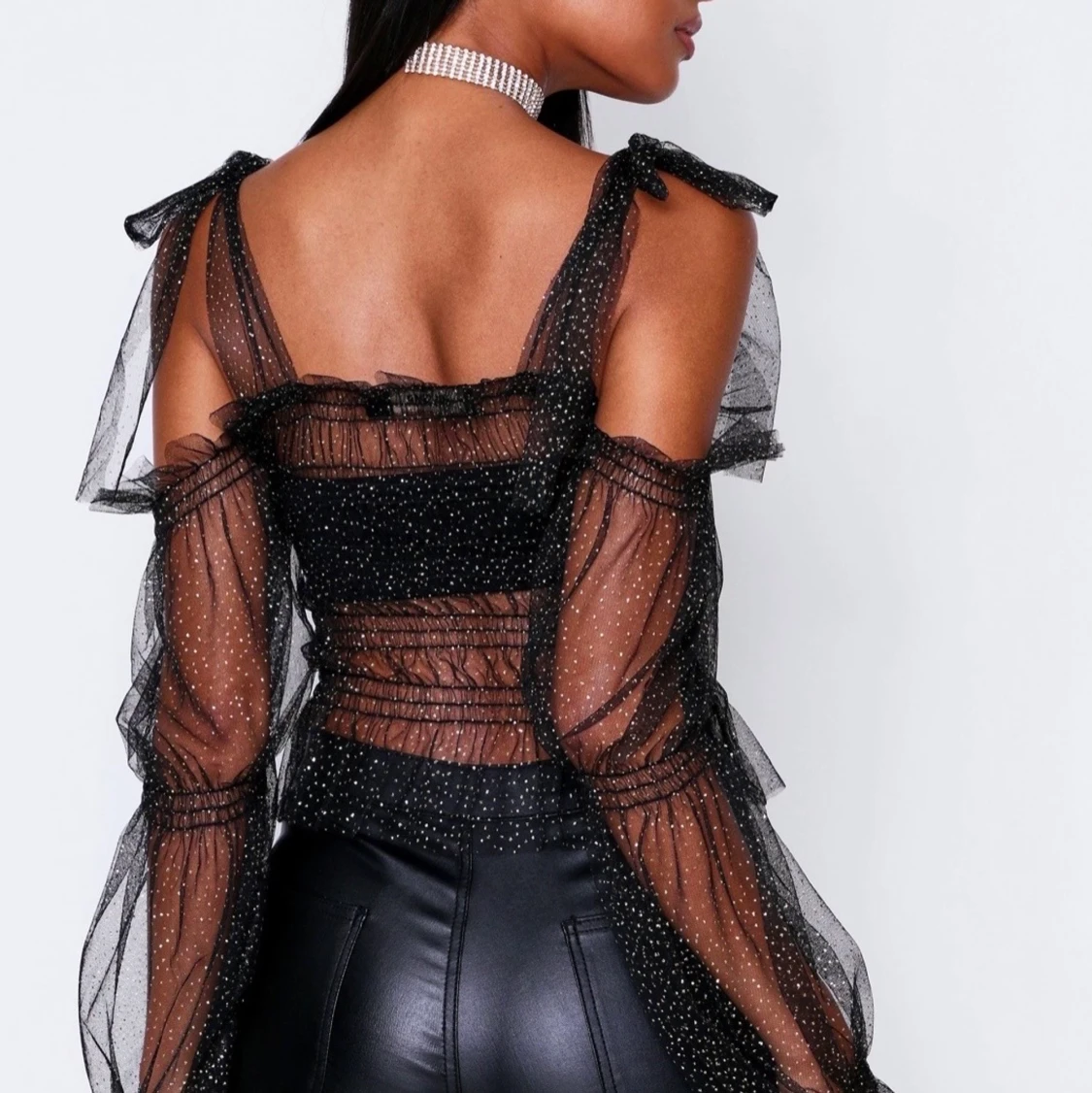 Glittrig mesh topp - 90