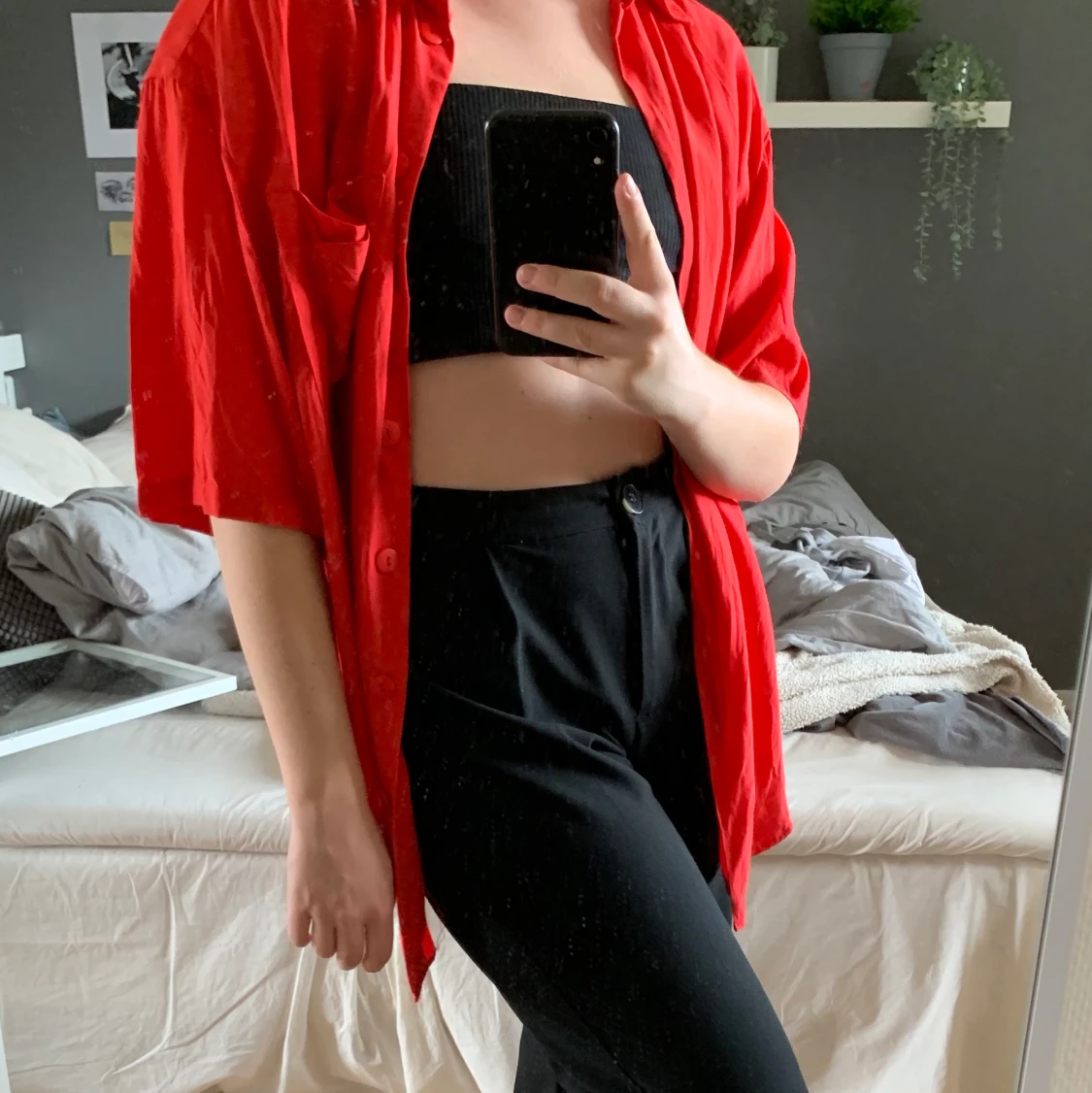 Oversize kortärmad skjorta