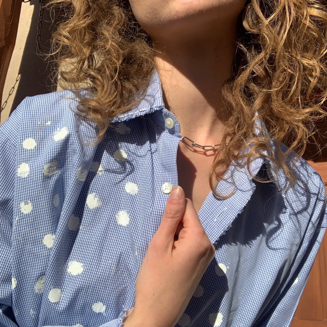 Vintage Collard Shirt, Upcycled  - 90