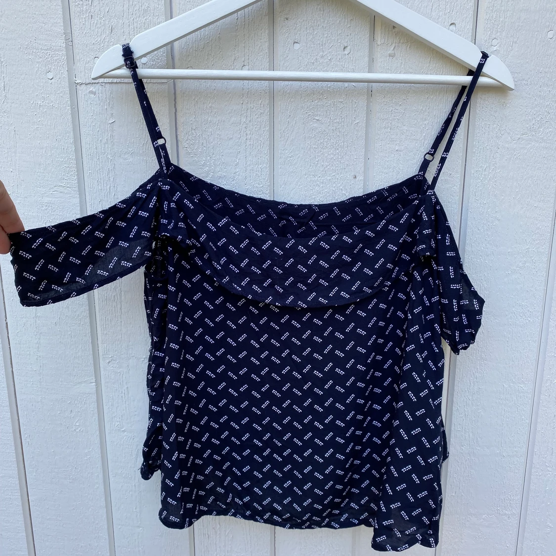Marinblå kort topp med liten ärm