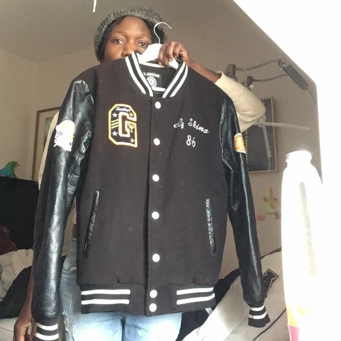 Tredig unisex svart college jacka  - 90