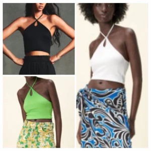 Haltertopp - Säljer dessa 3 haltertopparna från zara! 70kr styck eller köp alla 3 för 150!🌸! Köpare står för frakt!🖤💚🤍