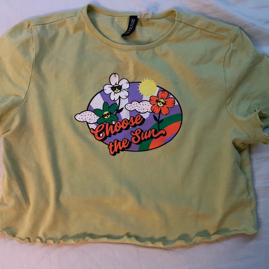 ljusgul tröja med tryck 🙏 - 90