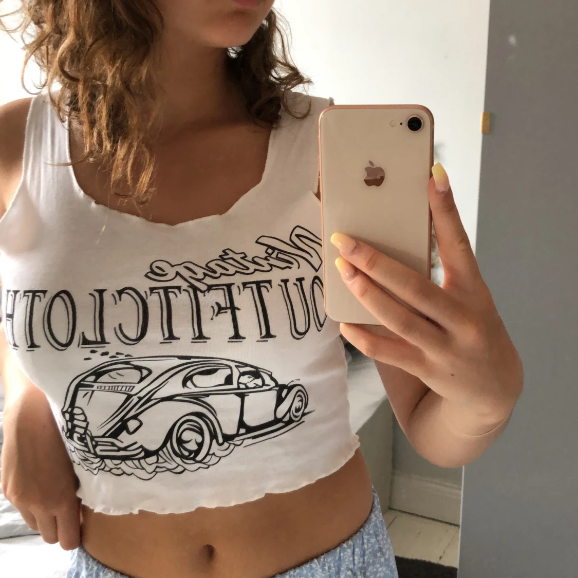 Vit topp med tryck på - 90