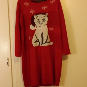 Rös stickad jul klänning - Söt röd jul klänning 