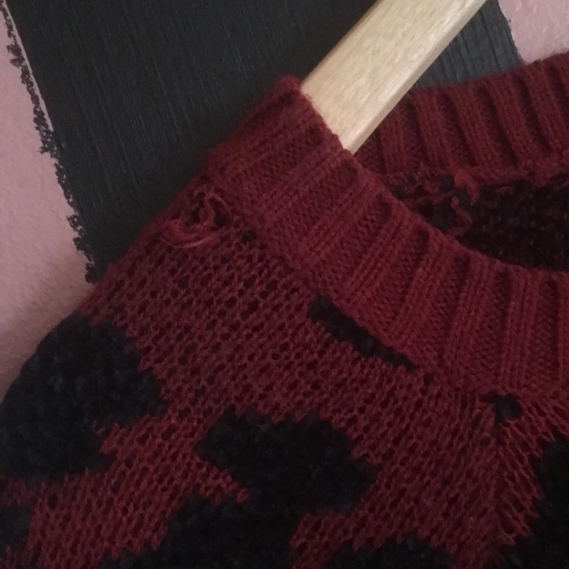 Leopard vinröd/svart kofta - 91