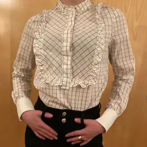 Never used, old school 20’s fancy checked blouse with a lacey look.