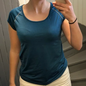 Träningströja  - Blå träningströja som är alldeles för lite för mig. Snygga gråa sömmar! Skön. Julklapp från förra julen som knappt är använd pga för liten redan när jag fick den.